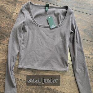 Gray Long Sleeve Junior Top